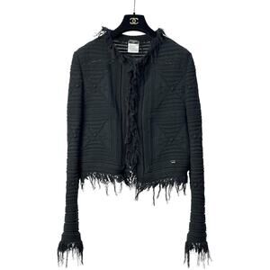 Chanel Vintage Black cotton Cardigan Sz.44